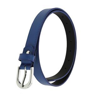 8458- Women Genuine Italian Leather Belt Luna, Made In France- Blue, 105 Cm